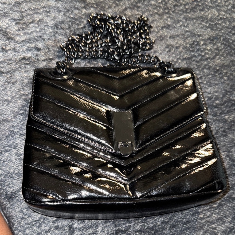 Aldo Black Quilted Crossbody Bag with Chain Detail